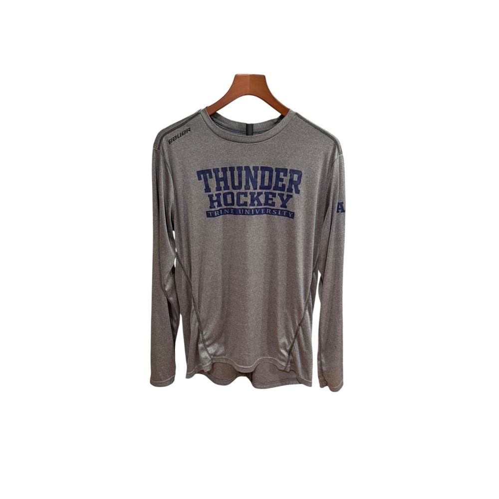 Bauer Trine University Thunder Hockey  Large Gray Long Sleeve Training Shirt L‎